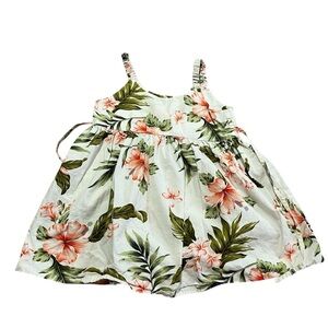 Vintage Hawaiian Floral Sleeveless Todler Dress Size 6 Made in Hawaii USA beach